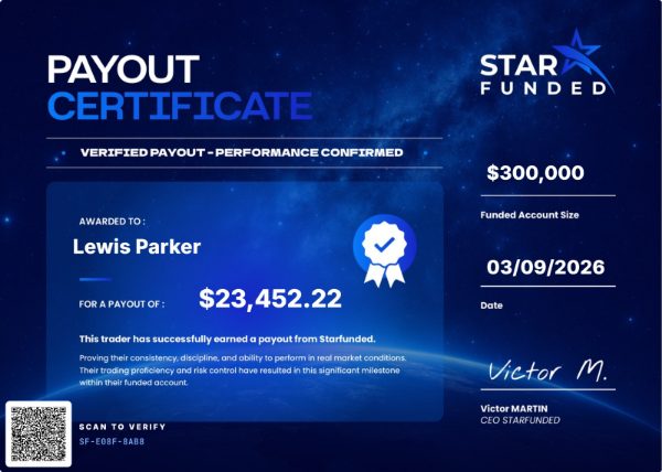 Certificat de payout de 23452 $ pour Lewis Parker le 03/09/2026